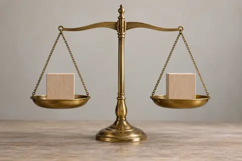 Balance avec deux lots égaux de blocs en bois